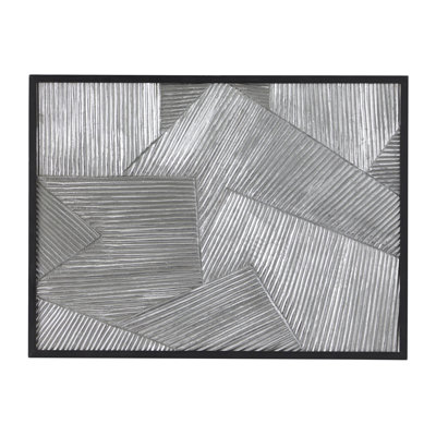 Décoration murale géométrique radiale en bois sculpté sur bois avec cadre noir
