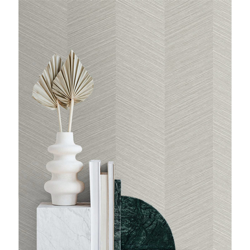 Chevron Vinyl Peel & Stick Wallpaper Roll, Lunar Gray