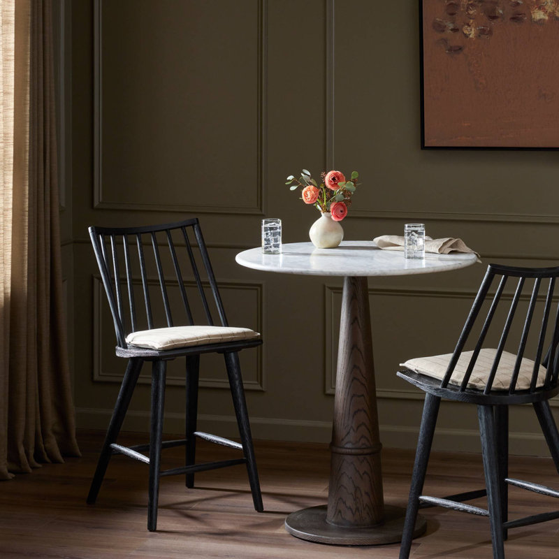 Lewis Windsor Stool With Cushion-Black Oak-Counter, Counter Stool (25.02” Seat Height), Black Oak