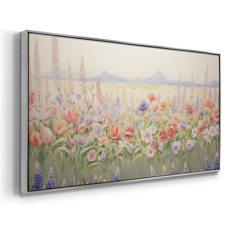 Botanical Series-CCXLV- Toile tendue avec châssis tendue - Prêt à accrocher, Argent argent, H 21 po x l 41 po