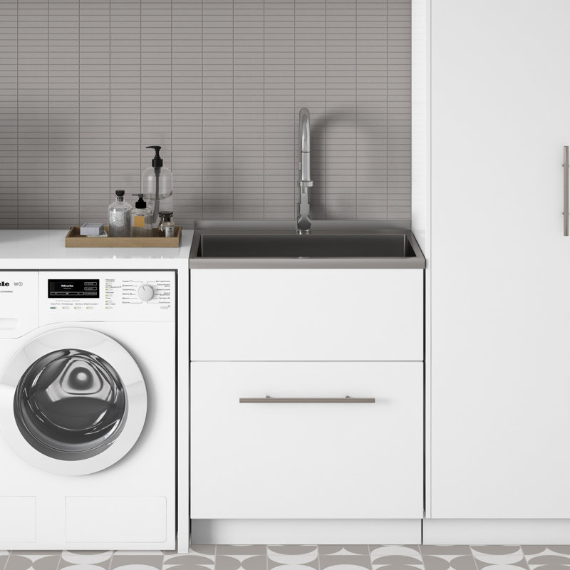 Metro - Laundry Cabinet With Faucet - White, 28"