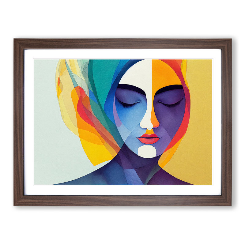 Watercolour Woman Vol.2 Abstract - Single Picture Frame Print, 46cm H x 64cm W, Dark Brown