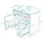 Meuble-lavabo en bois avec lavabo en céramique, quatre tiroirs et porte à fermeture en douceur-673627225