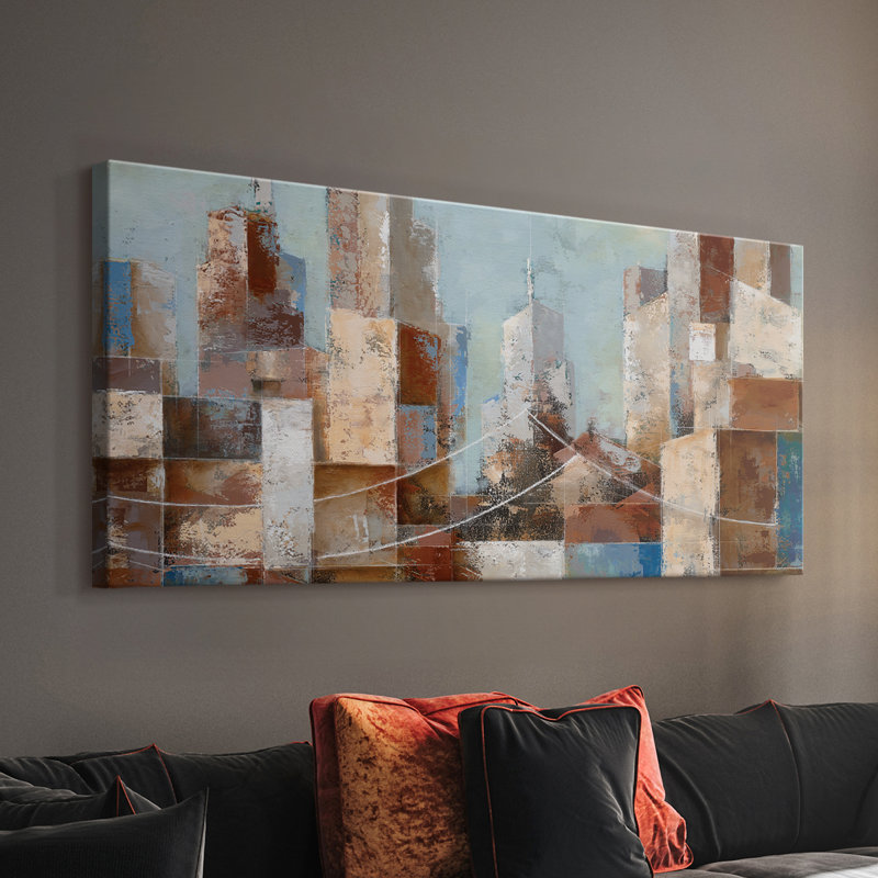 Paysage urbain - Toile tendue avec châssis - Prêt à accrocher, H 20 po x l 40 po
