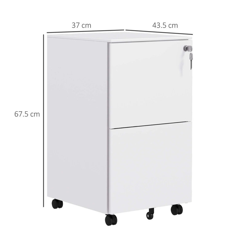 Aldrin 2 Drawer Filing Cabinet, White