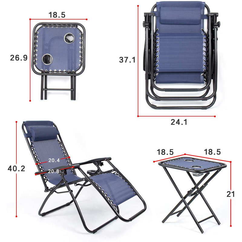 Gavyn Folding Zero Gravity Chair, Blue
