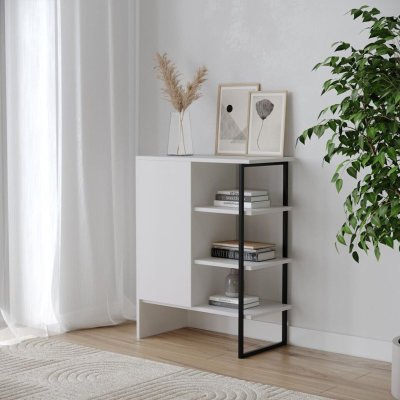 Rafaiel 79cm H x 60cm W Metal Bookcase, White