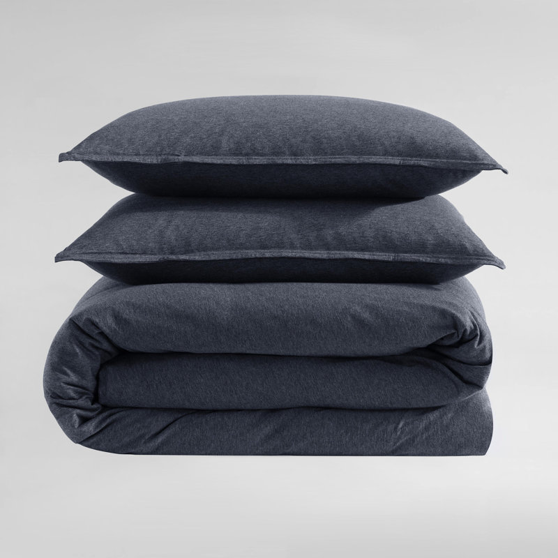 Calvin Klein Modern Cotton Melange Solid Comforter Set, Queen Comforter +  2 Standard Shams, Dark Gray