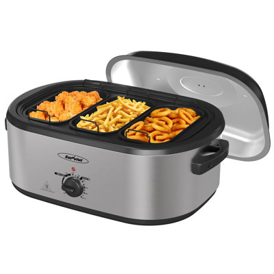 Roaster with Removable 3-bin Buffet Server,Silver