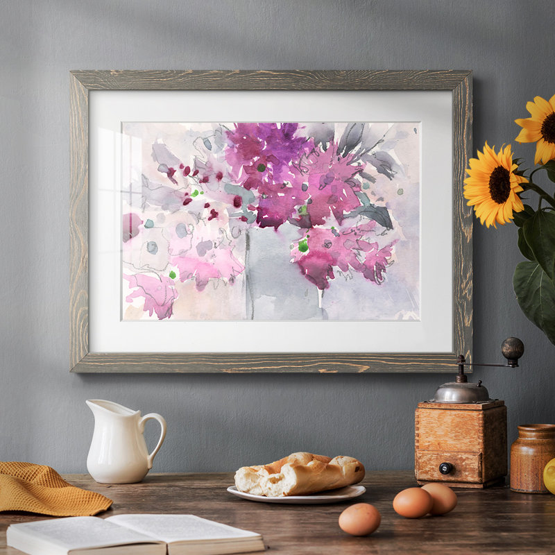 Cadre floral I, impression sur papier, Gris, H 22 po x l 32 po x P 1,5 po
