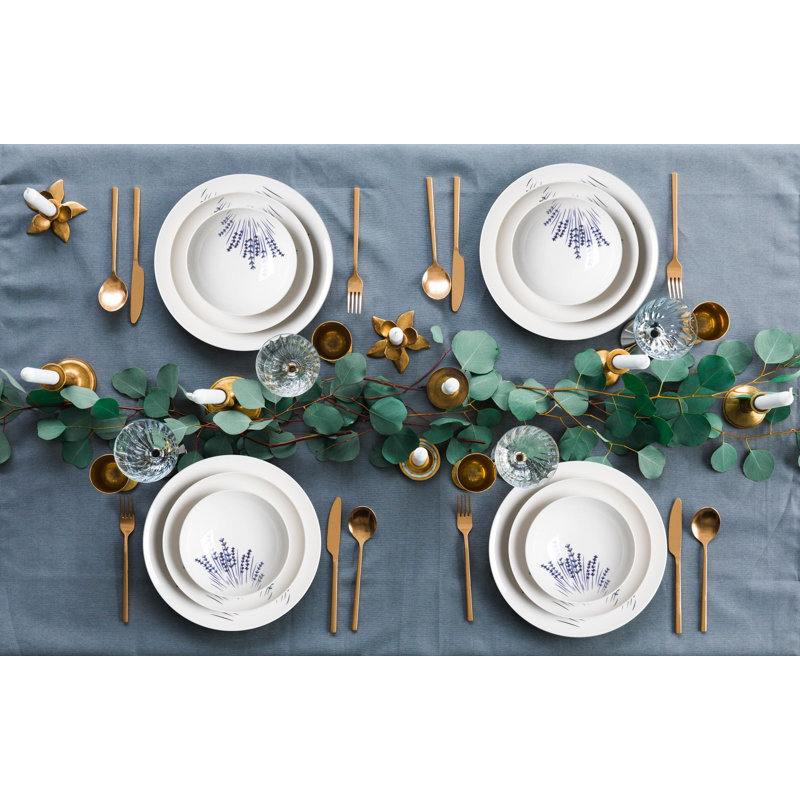 Service de table (24 pièces), Bleu / blanc