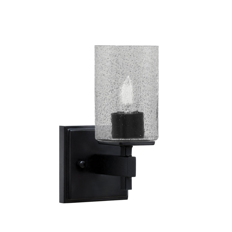 Applique murale Headland illustrée avec verre fumé de 6 po, Noir