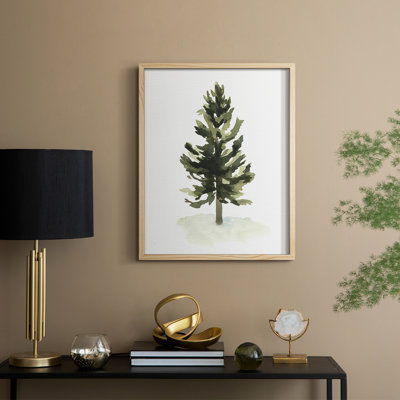 Aquarelle pin I, reproduction encadrée - bois massif
