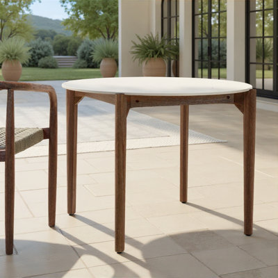 Table de salle à manger d'extérieur ronde 42 po Cove en pierre et eucalyptus - 4