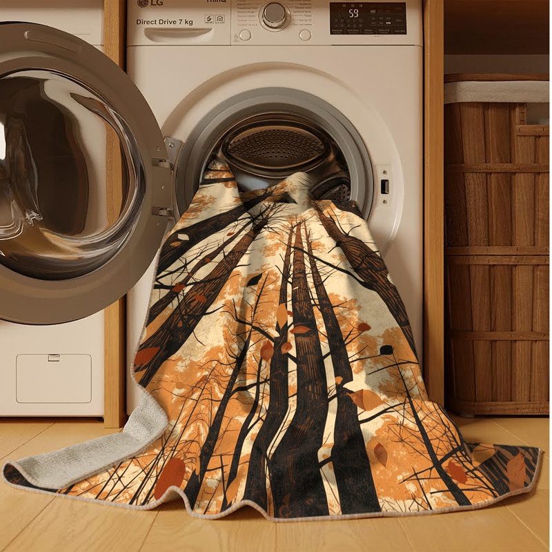 Tapis lavable à la machine de style rustique et moderne au look rétro brun et beige, Carré 5 pi