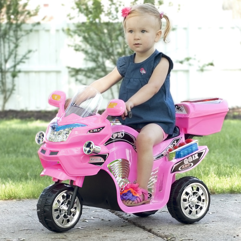 Pink 6-Volt Motorized Kids Motorcycle with Lights and Sounds