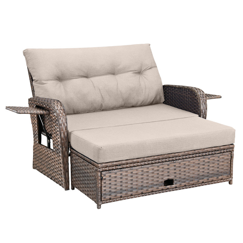 Lit de jour pour terrasse en polyéthylène (PE) 65 po, Beige