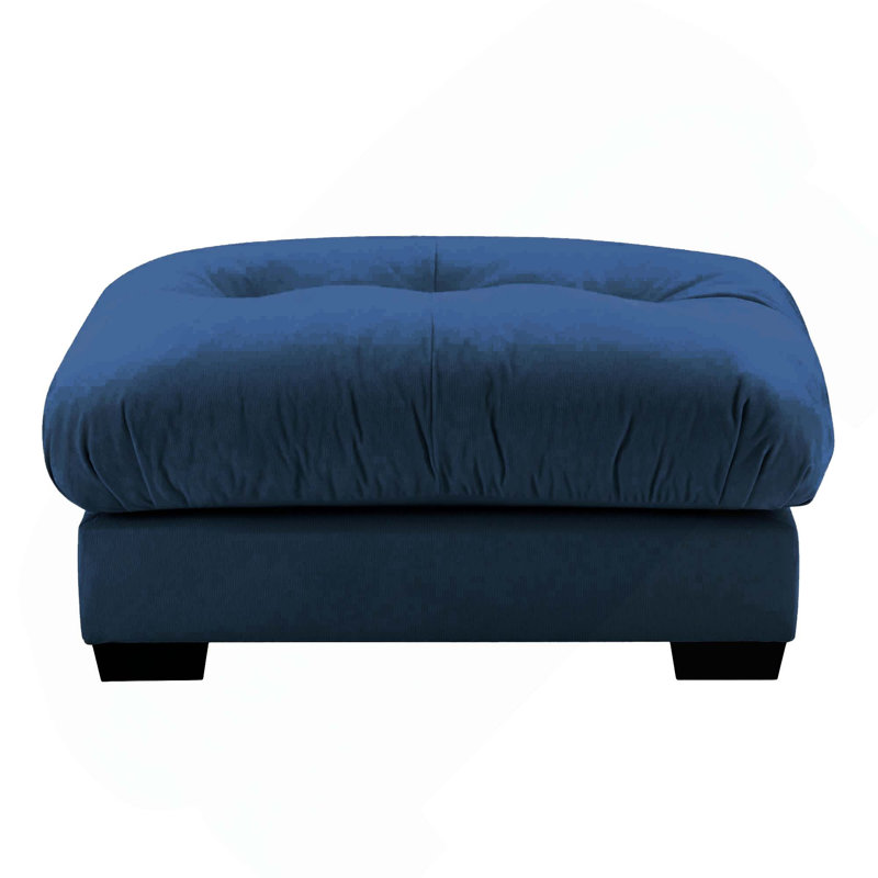 Repose-pieds rembourré en velours Modern, Blue