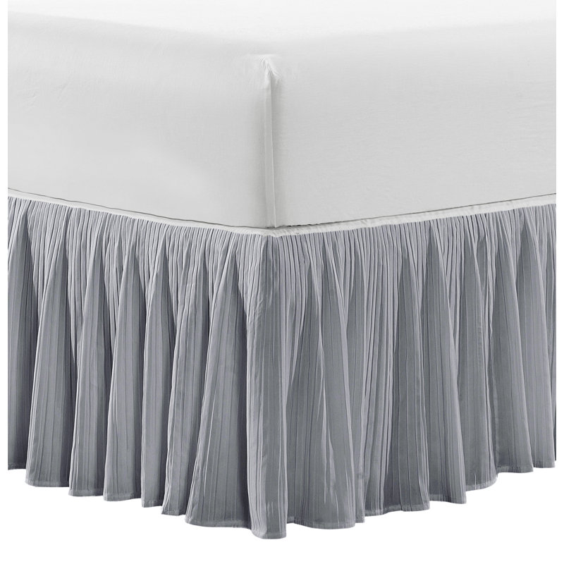Diamond Square Pleated Bed Skirt, Queen, Gray