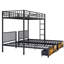 Triple Bunk Bed For , Metal Detachable, Separates Into 3 Twin Beds, Noise - , Black Can Be Split Solid Build, Finish