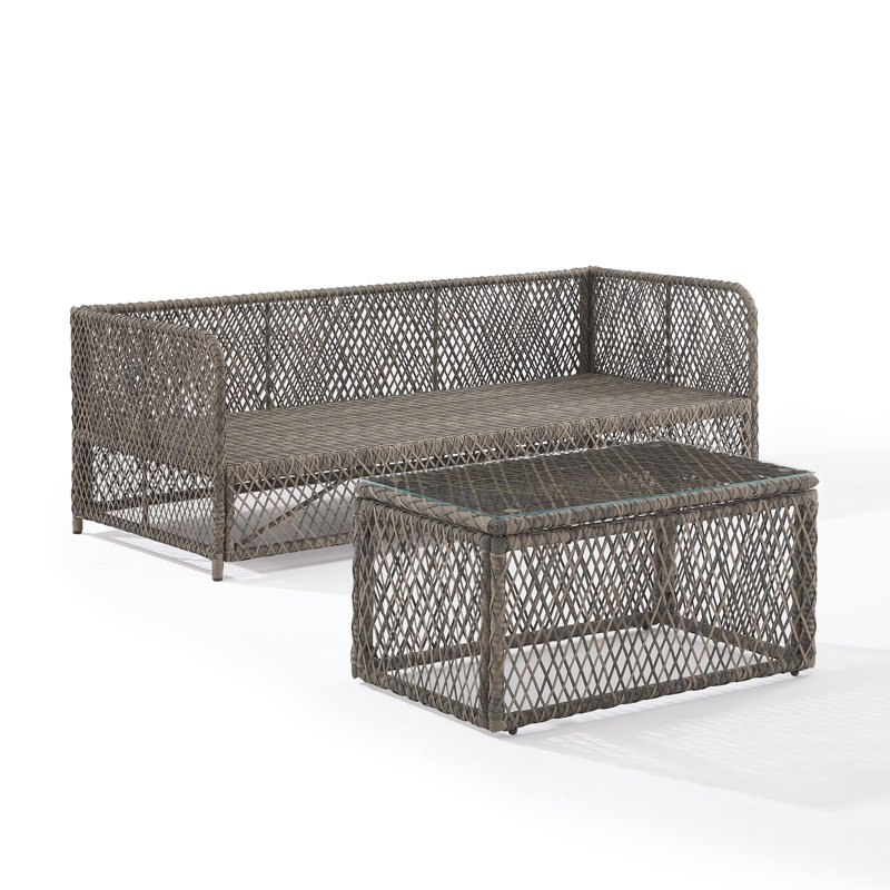 Cobe 2pc Wicker Outdoor Sofa Patio Furniture Set