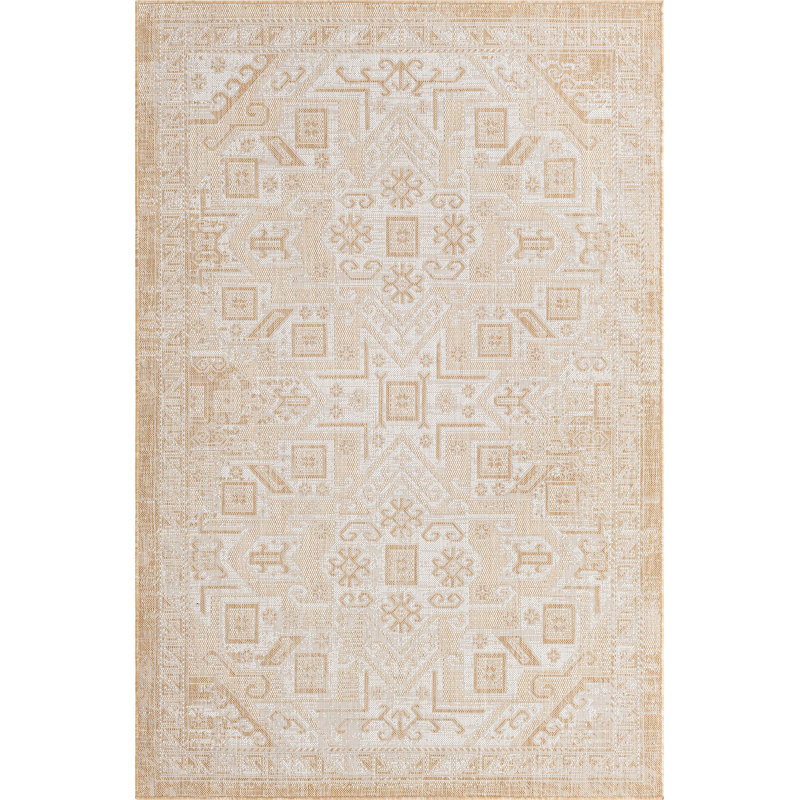 Outdoor Chand Area Rug Ivory Color, Rectangle 5'3" x 7'10"