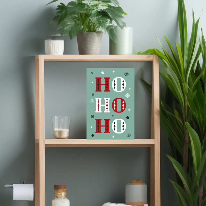 Santa'S Ho Ho Ho Minimalist Modern Abstract Winter Landscape Wall Art Print 1 Piece Wrapped Canvas Wall Art