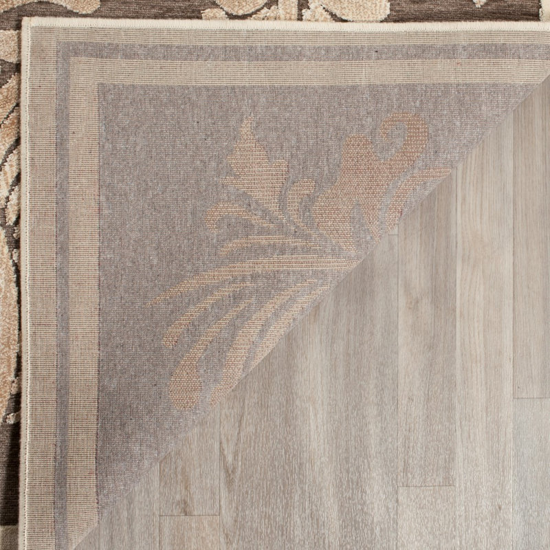 Tapis floral beige / brun Plume, Rectangle 2 pi 7 po x 4 pi