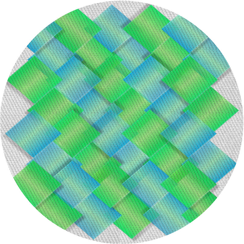 Tapis vert/bleu de mer à motifs, Rond 8 pi