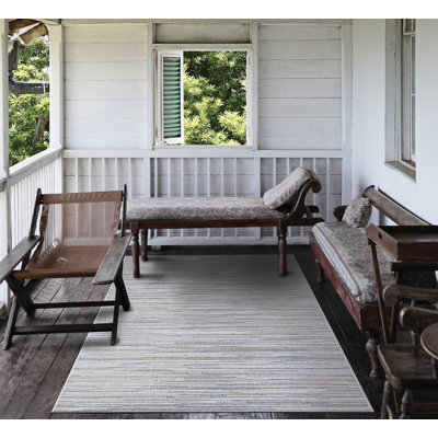 Radley Stripe Taupe Champagne Indoor Outdoor Area Rug
