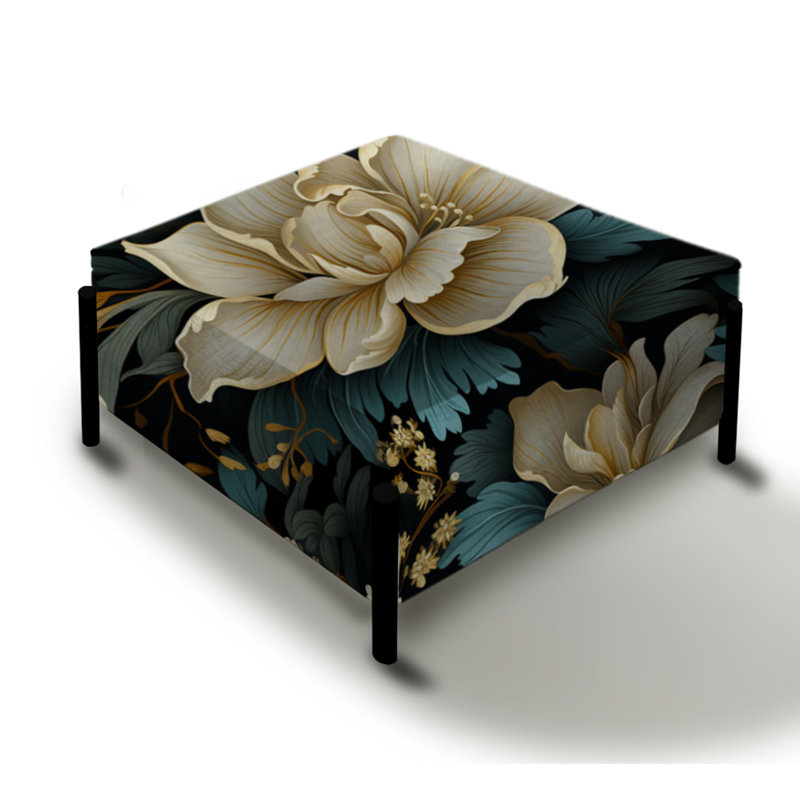 Botanical Green Damask Harmony - Grand repose-pieds carré damassé