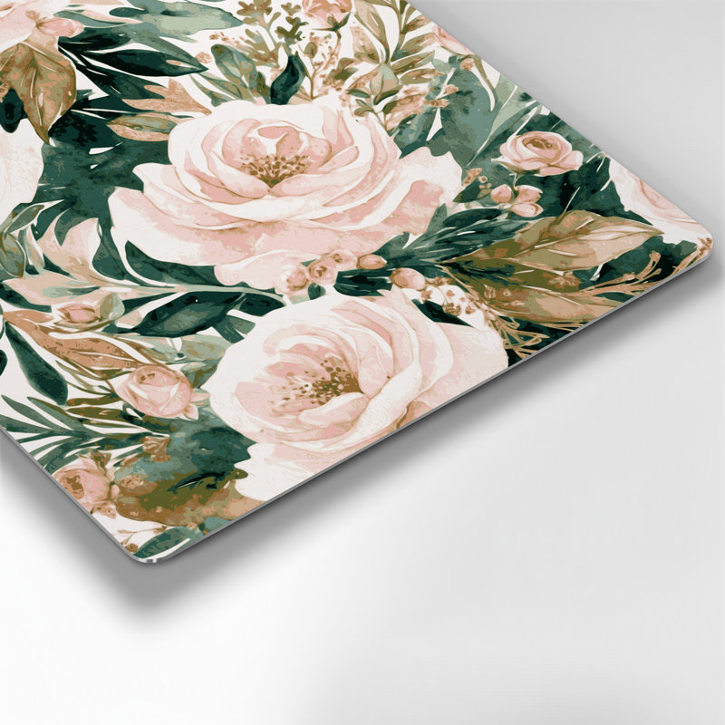 Aquarelle florale, art mural en métal beige 28, 16" H x 16" W