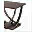 Table basse contemporaine en bois avec support en métal nickel noir et tablette inférieure, peu encombrante pour le salon-2141603453