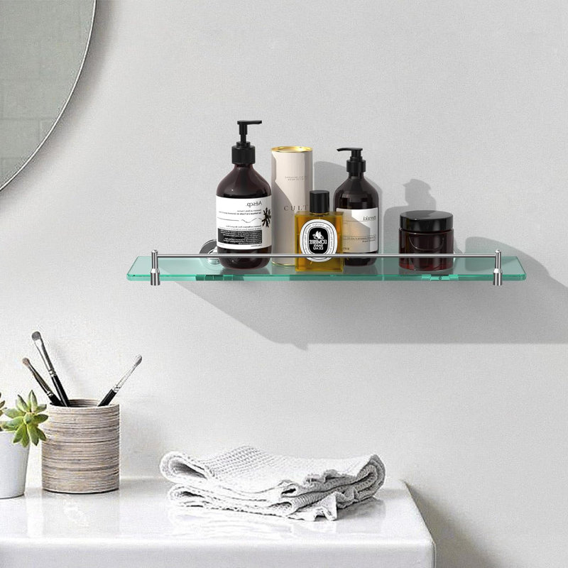 Genea Glass Bathroom Shelves, Chrome Polished