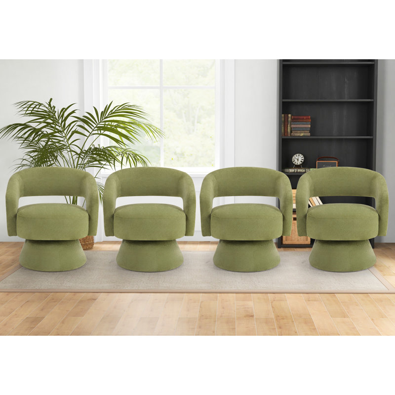 Fauteuil d'appoint pivotant moderne en microfibre 27,8 po Markeita, Vert, 4