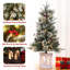 Ensemble de 2 sapins de Noël enneigé avec 78 lumières DEL, baies rouges et minuterie, base en pot