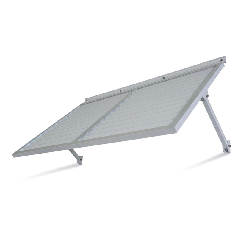 Auvent blanc en métal blanc 4,6, auvent en aluminium léger pour l'extérieur, finition thermolaquée contemporaine, charnière continue avec solin, installation pour une installation rapide, acier inoxydable