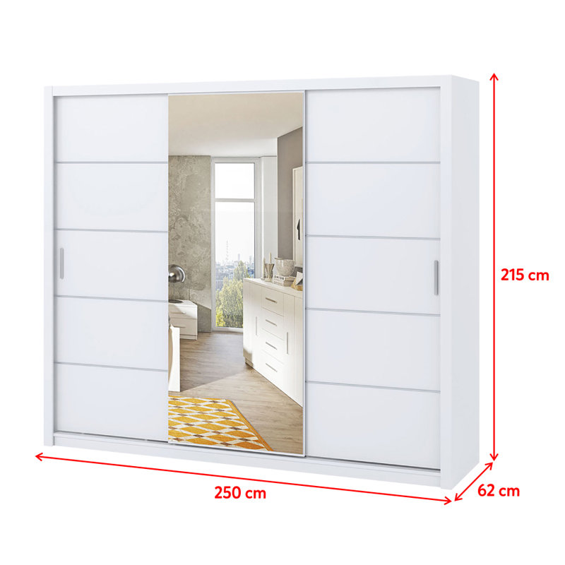Frazierii 3 Door Manufactured Wood Wardrobe, White