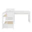 Lit superposé en L avec tiroirs et ports USB et prise de courant, lit superposé triple en bois avec bureau, échelles et garde-corps-601738586