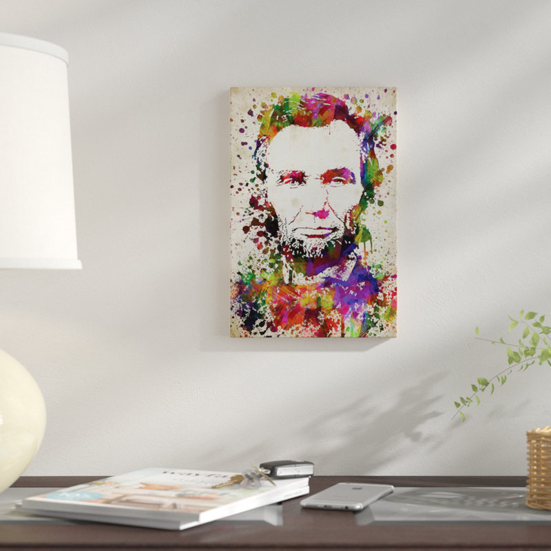 « abraham lincoln », impression sur toile, H 12 po x l 8 po x P 0,75 po, Toile tendue, Pas de tapis