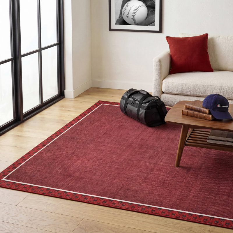 Tapis lavable imprimé Chenille Champion Carter, Red Multi, 5 pi x 7 pi
