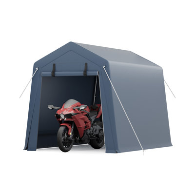 Car Port, 6x8 ft Heavy Duty Carport, Portable Bike Tent, Outdoor Motorcycle Shed with Zipper Door, All-Weather Motorcycle Shelter for Bikes, Tools, Gray