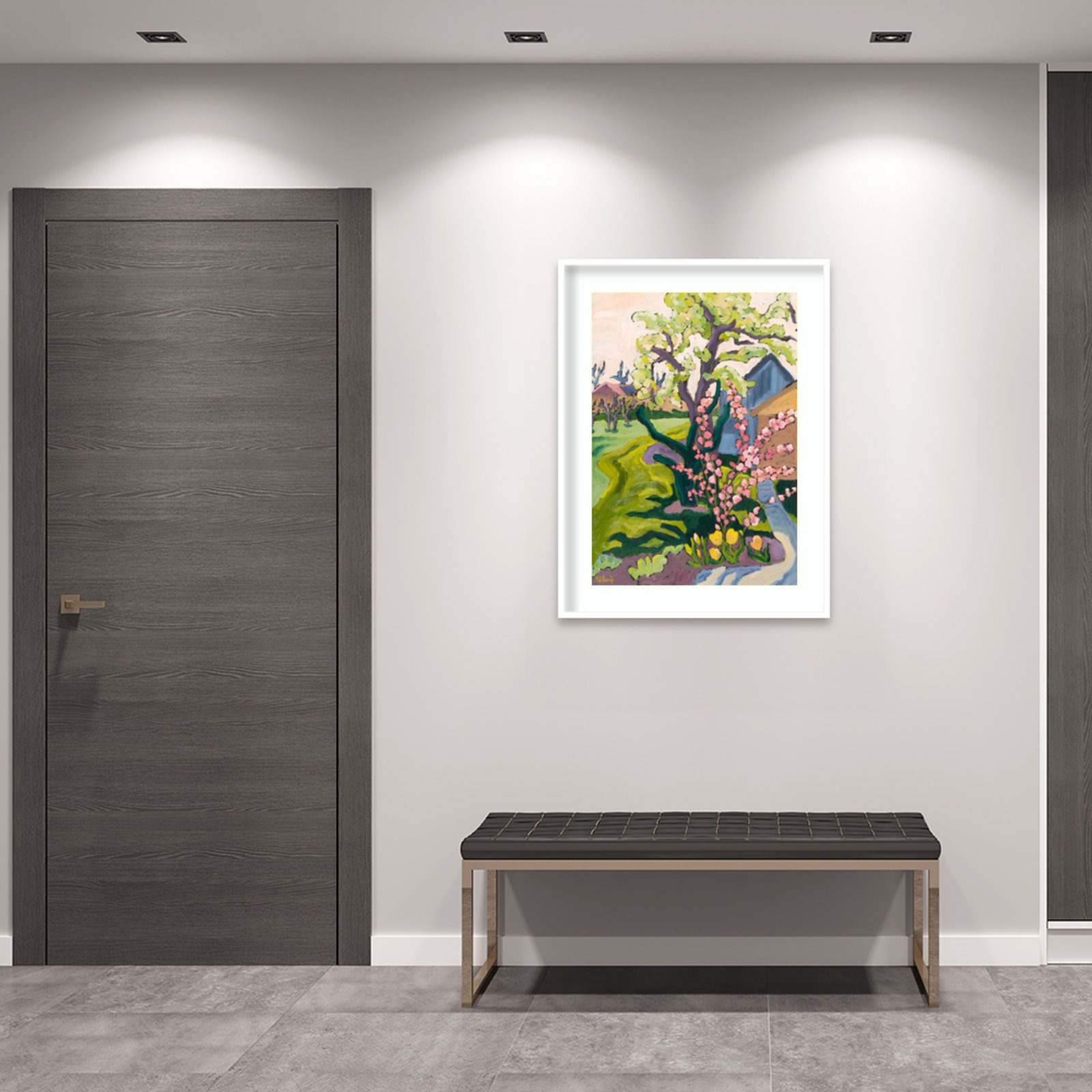 Garden in Dusk Light Print, White, 41" H x 31" W x 1" D