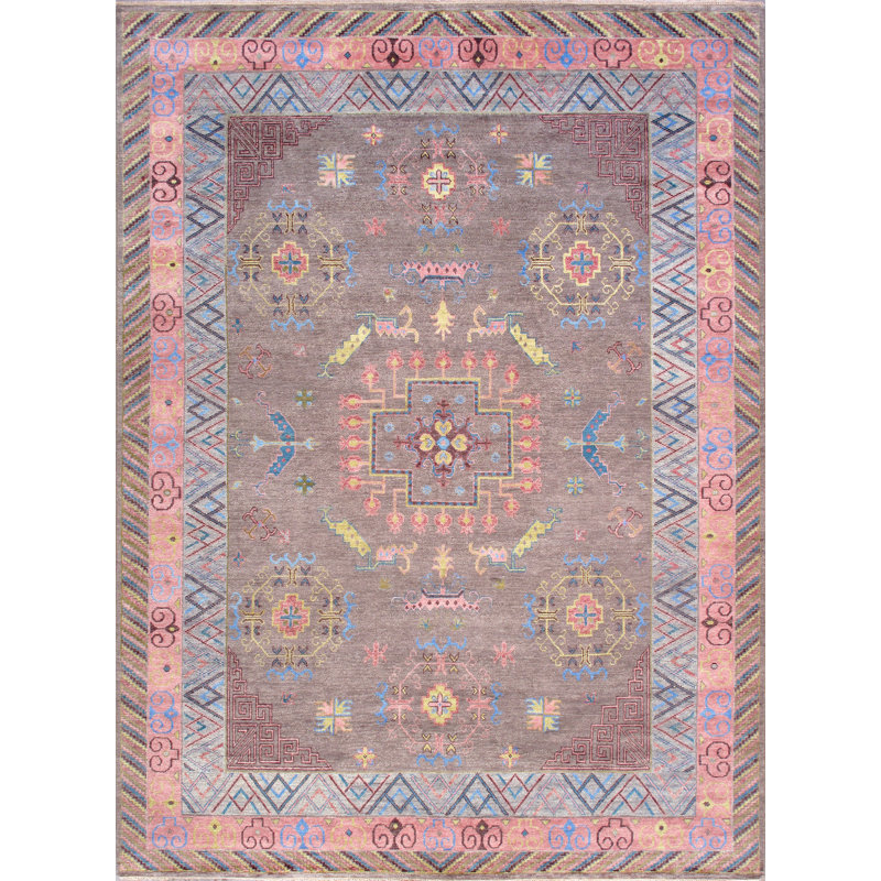 Khotan Hand Knotted Wool Geometric Indoor Rug