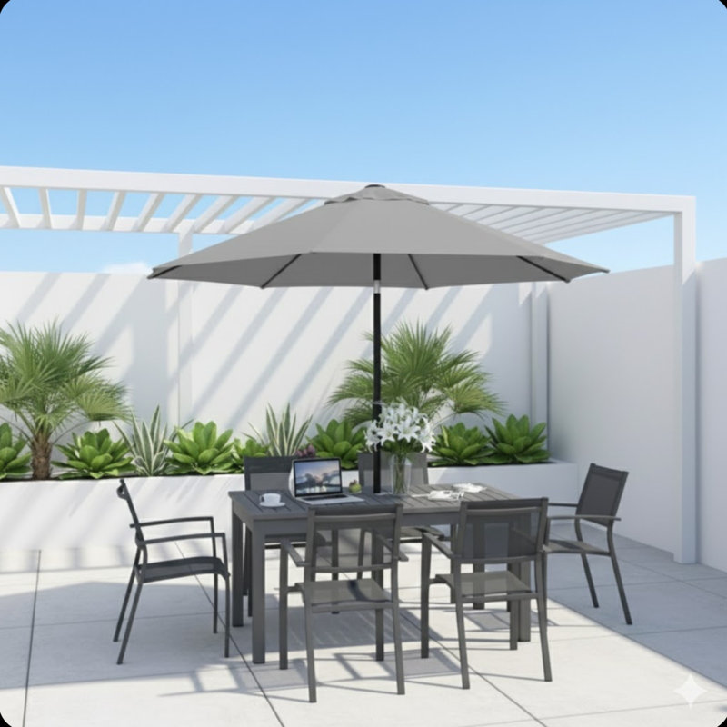 Parasol avec manivelle et inclinaison (sans base), Gris