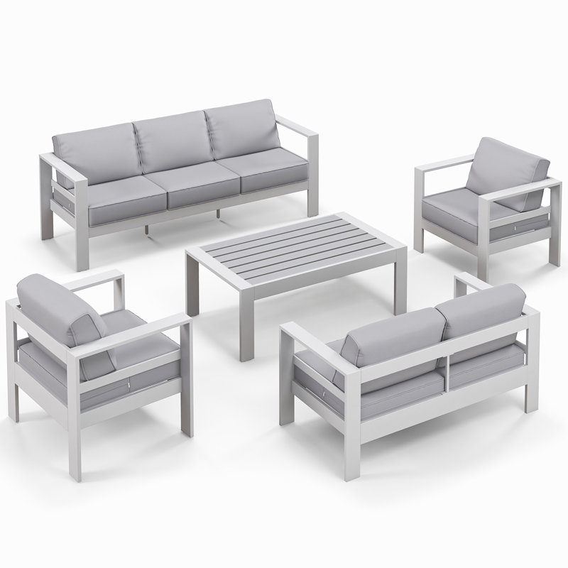 Table basse de patio, Blanc gris