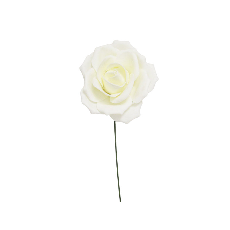 Grande tige rose en mousse, H 8 po x l 8 po x 4,25 po, Bourgogne