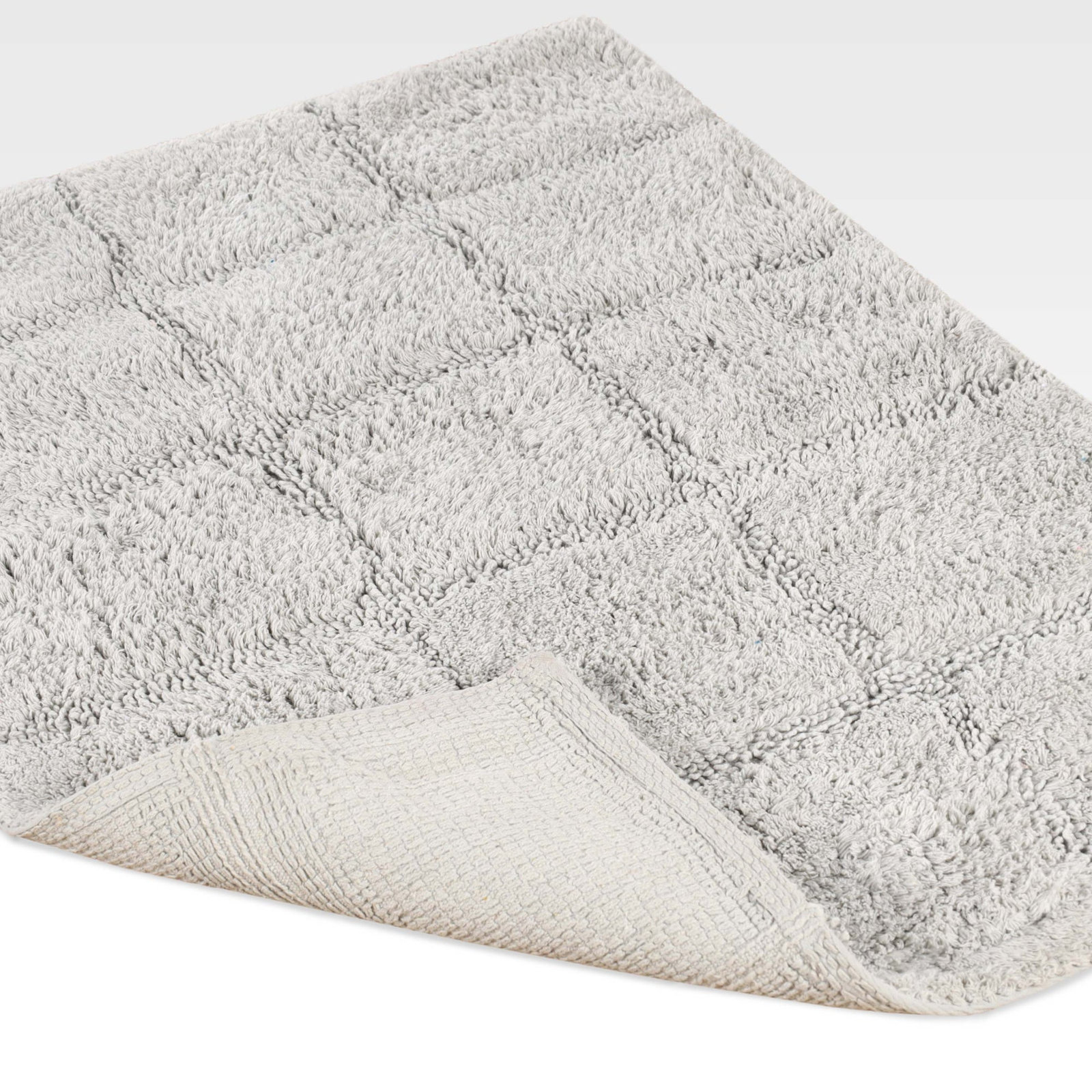 Checkered Cotton Bath Rug, Checkers Silver