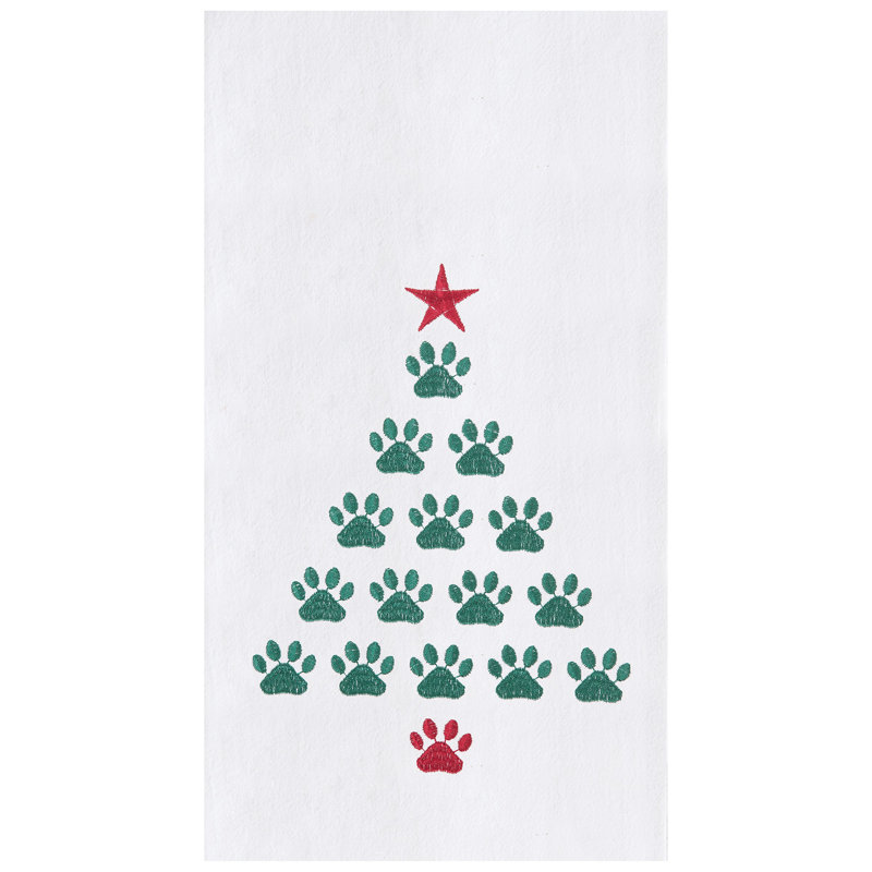 Torchon 100% coton brodé Puppy Dog Paws
