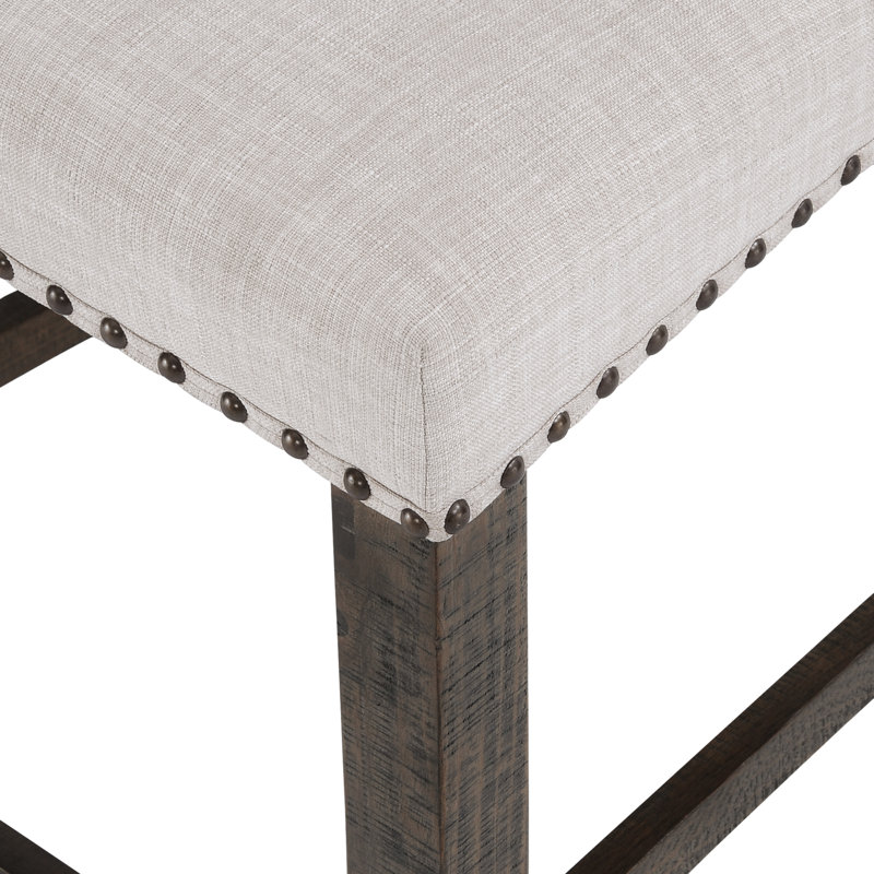 Ensemble de salle à manger en bois massif de pin à hauteur de comptoir Dunihue, 4 pièces : 1 table, 2 chaises, 1 banc